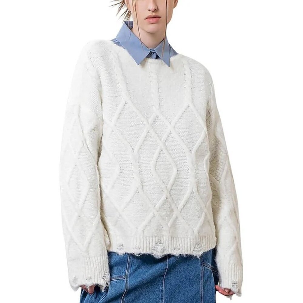 Moon River Wool Blend Cable Pullover Sweater NWT